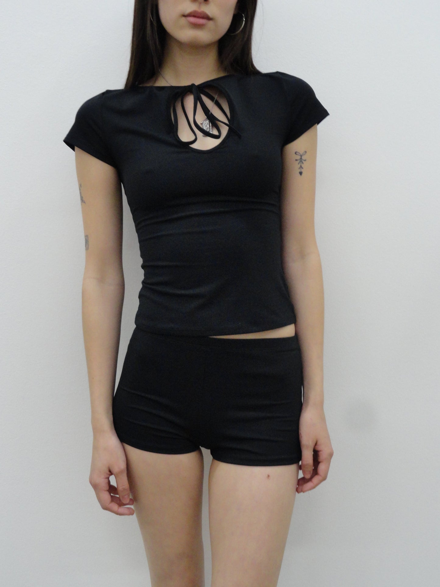 Black Eclat Keyhole Bow Tie Top