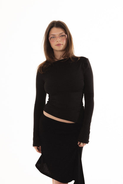 Asymmetric Long Sleeve Sculpting Top