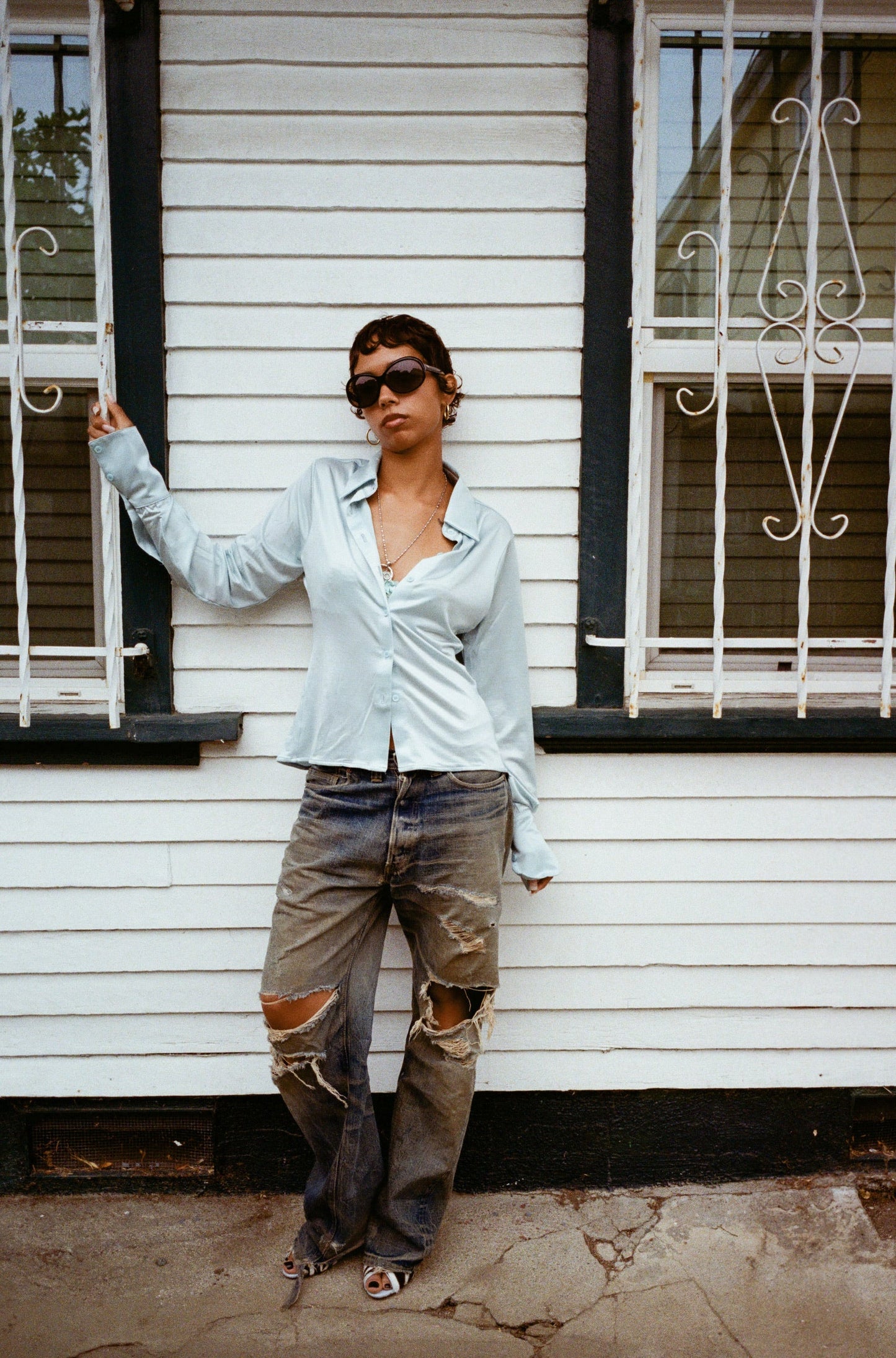 Sleek Stretch Jersey Button Down Shirt