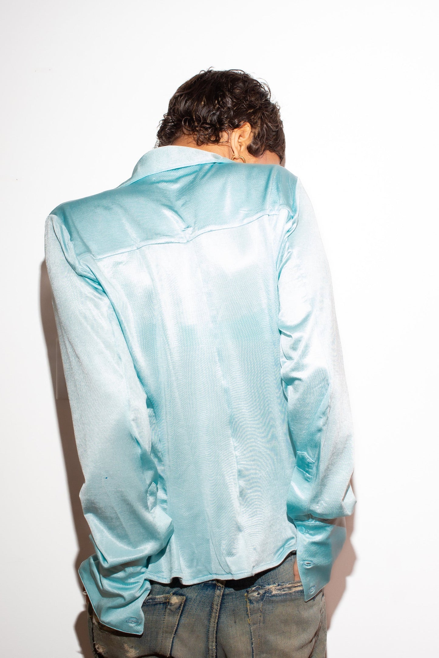 Sleek Stretch Jersey Button Down Shirt