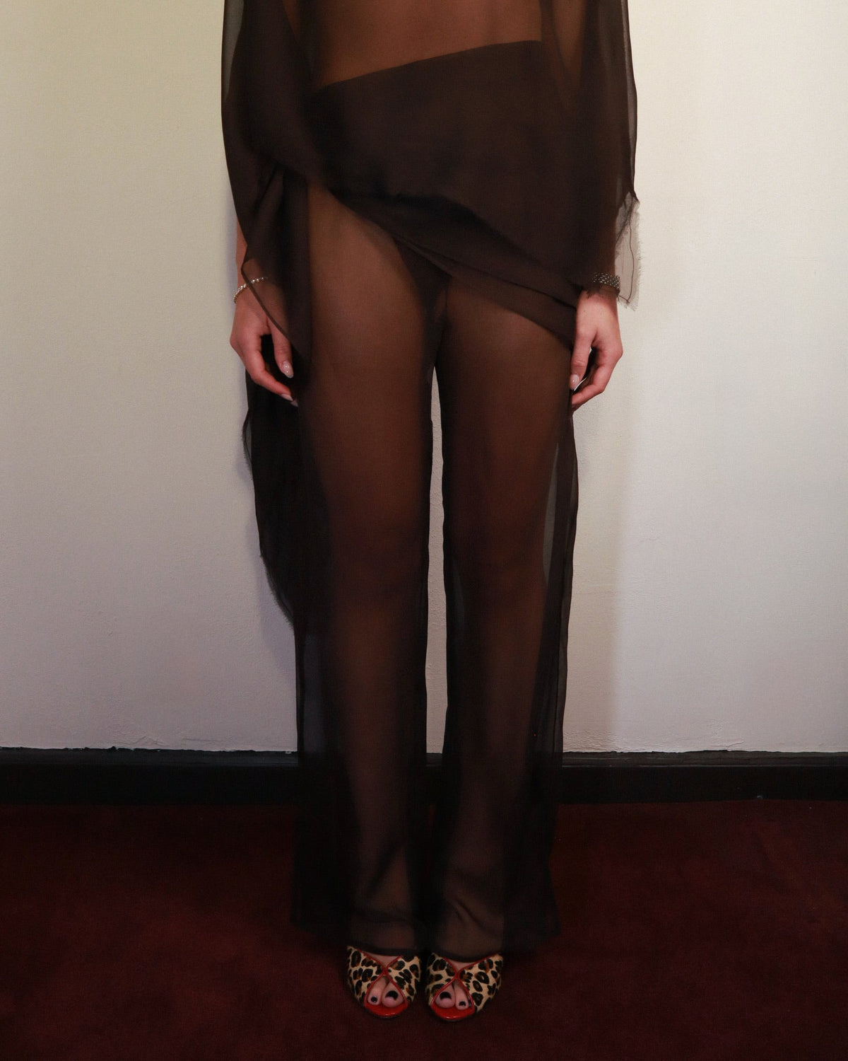 Sheer Silk Chiffon Pants