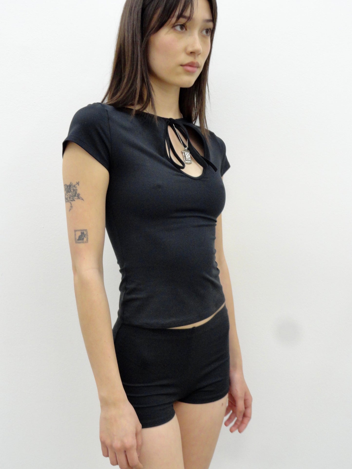 Black Eclat Keyhole Bow Tie Top