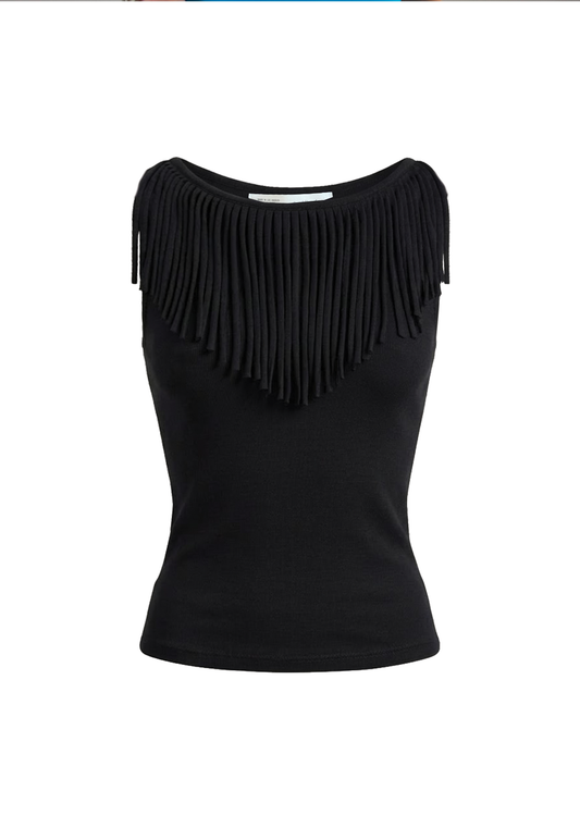 Fringe Trim Boatneck Jersey Tank