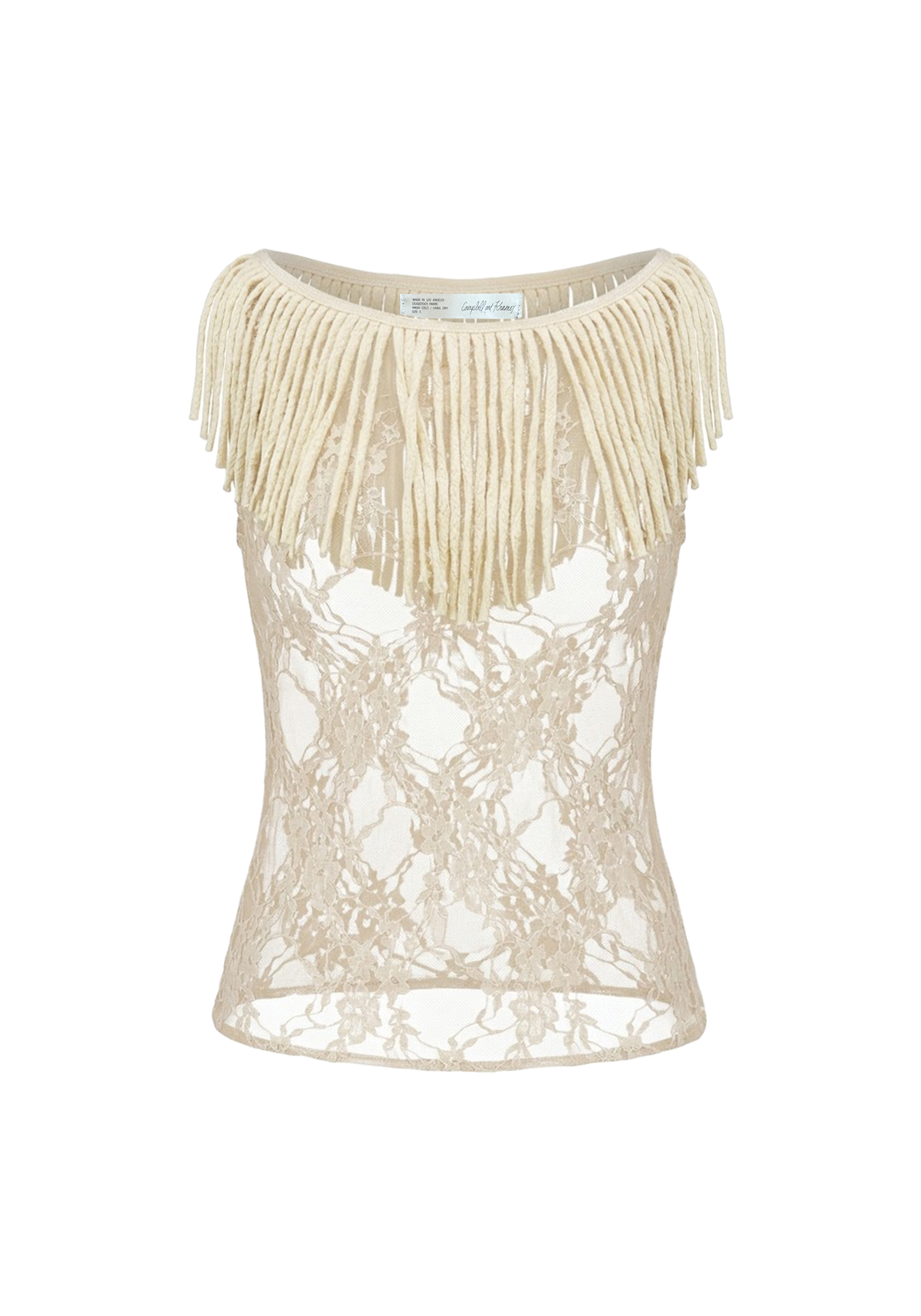 Fringe Detail Lace Boatneck Tank